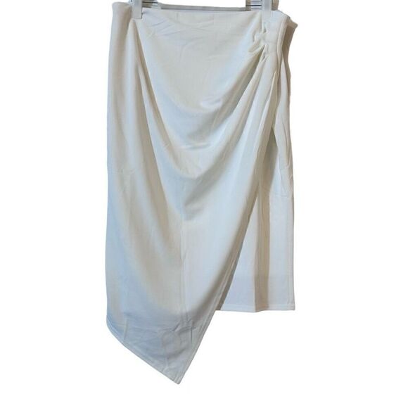 Kate Kasin Womens Asymmetrical Skirt Back Zipper Classic White Large - Picture 1 of 3